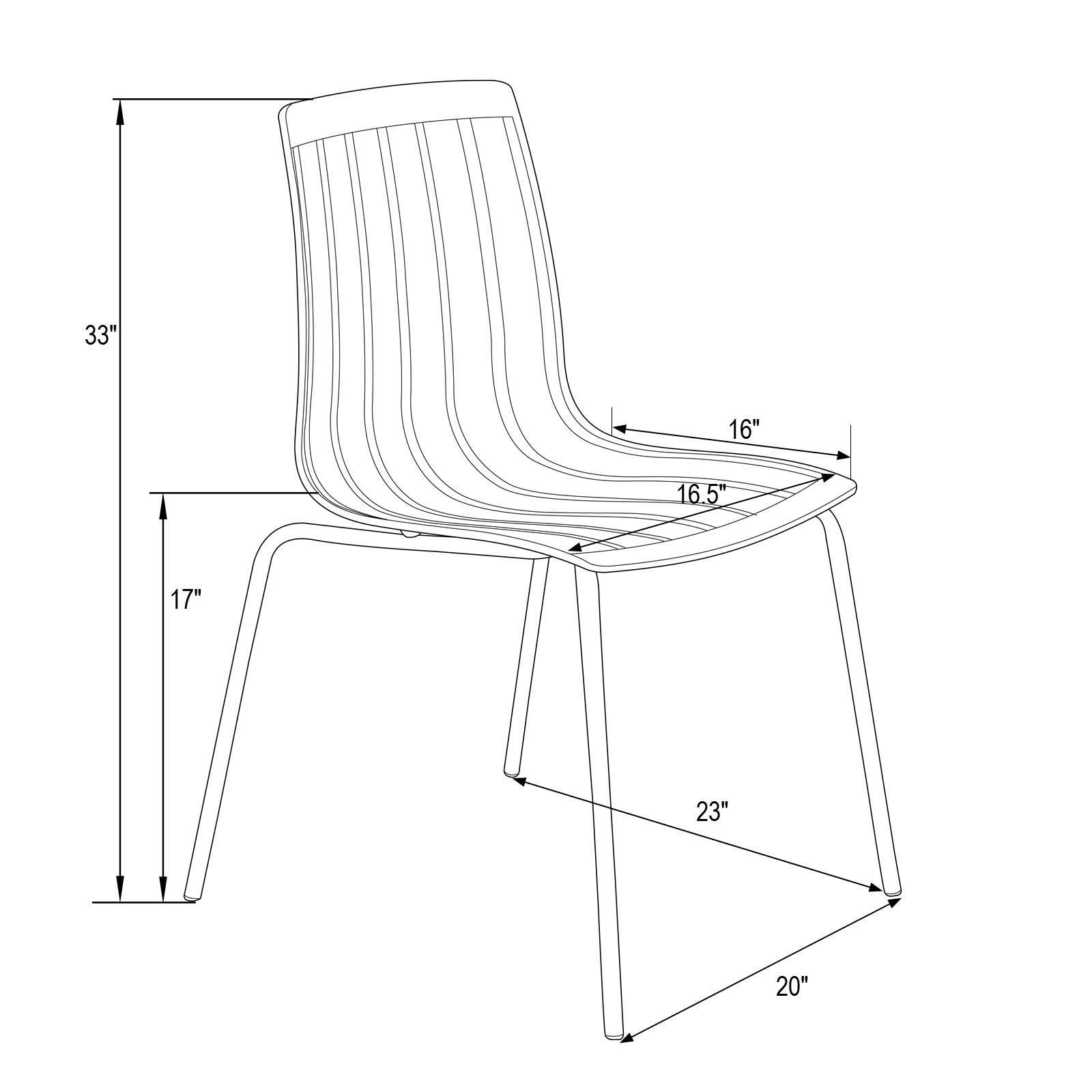 Ralph Plastic Dining Chair with Chrome Legs, Set of 4