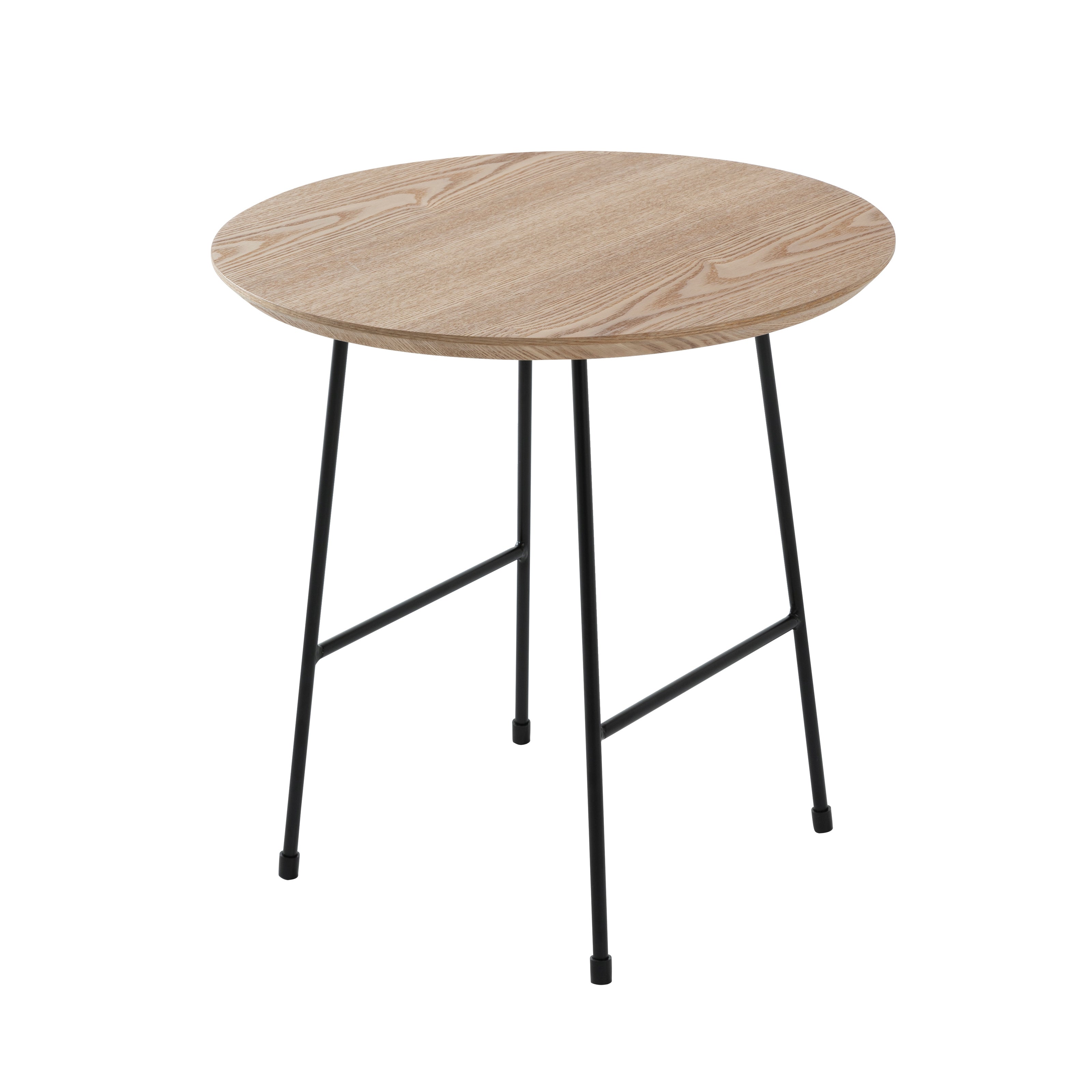 Rossmore Mid Century Modern Round Side Table With Black Steel Frame