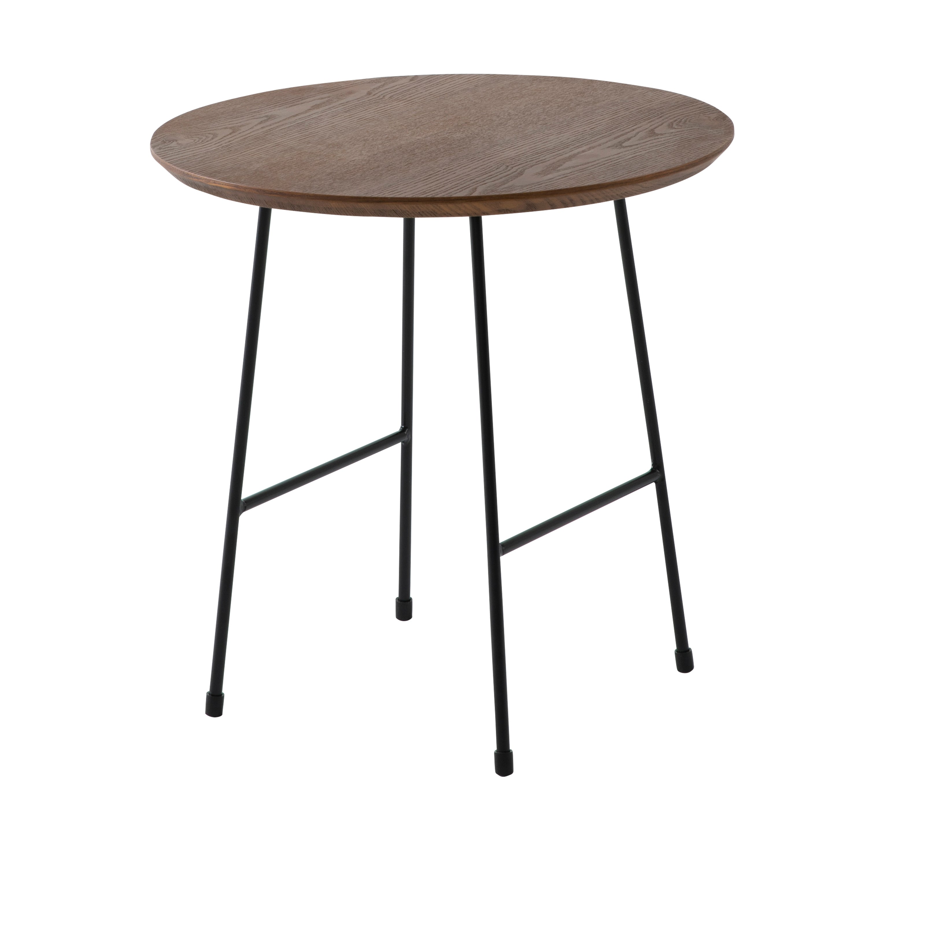 Rossmore Mid Century Modern Round Side Table With Black Steel Frame