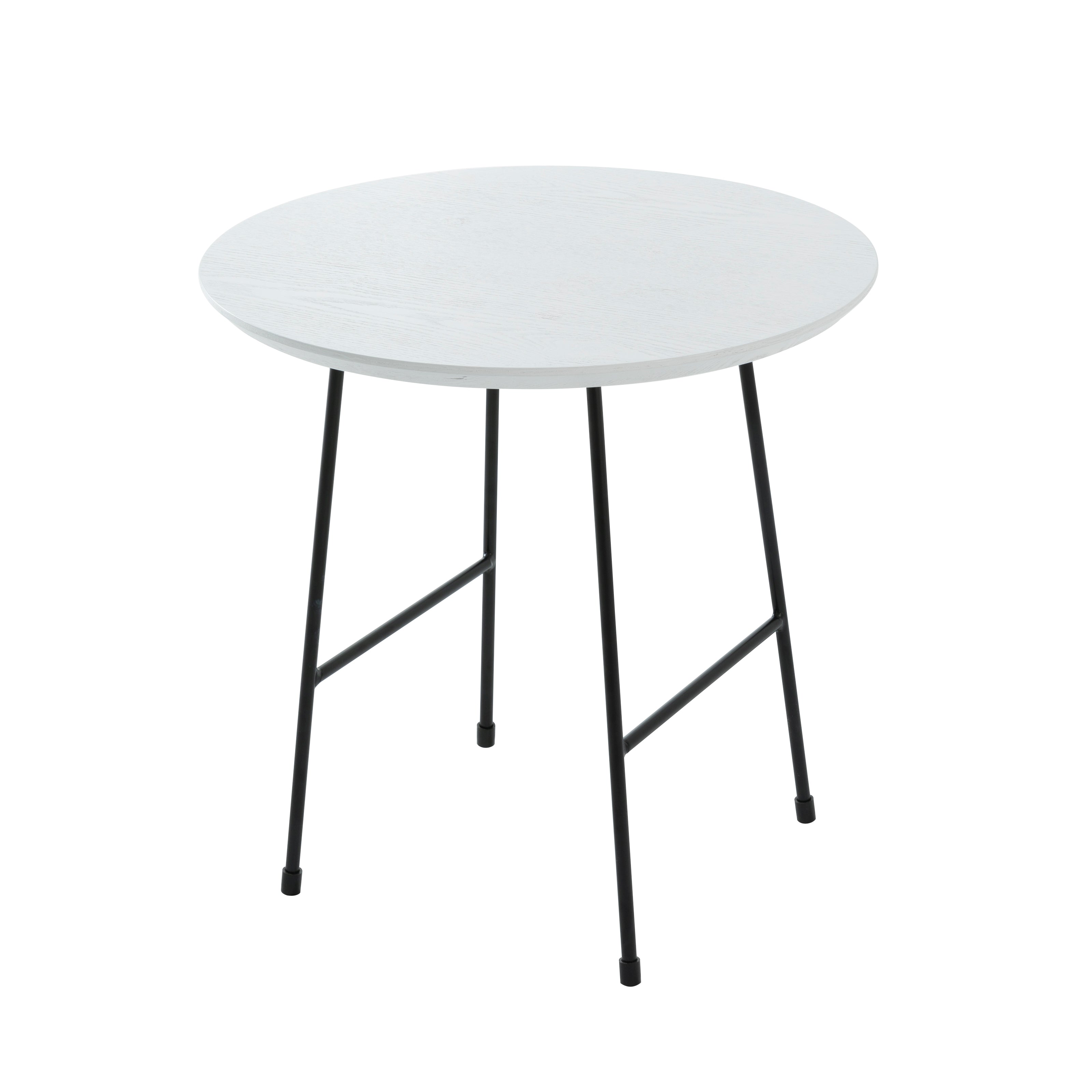 Rossmore Mid Century Modern Round Side Table With Black Steel Frame