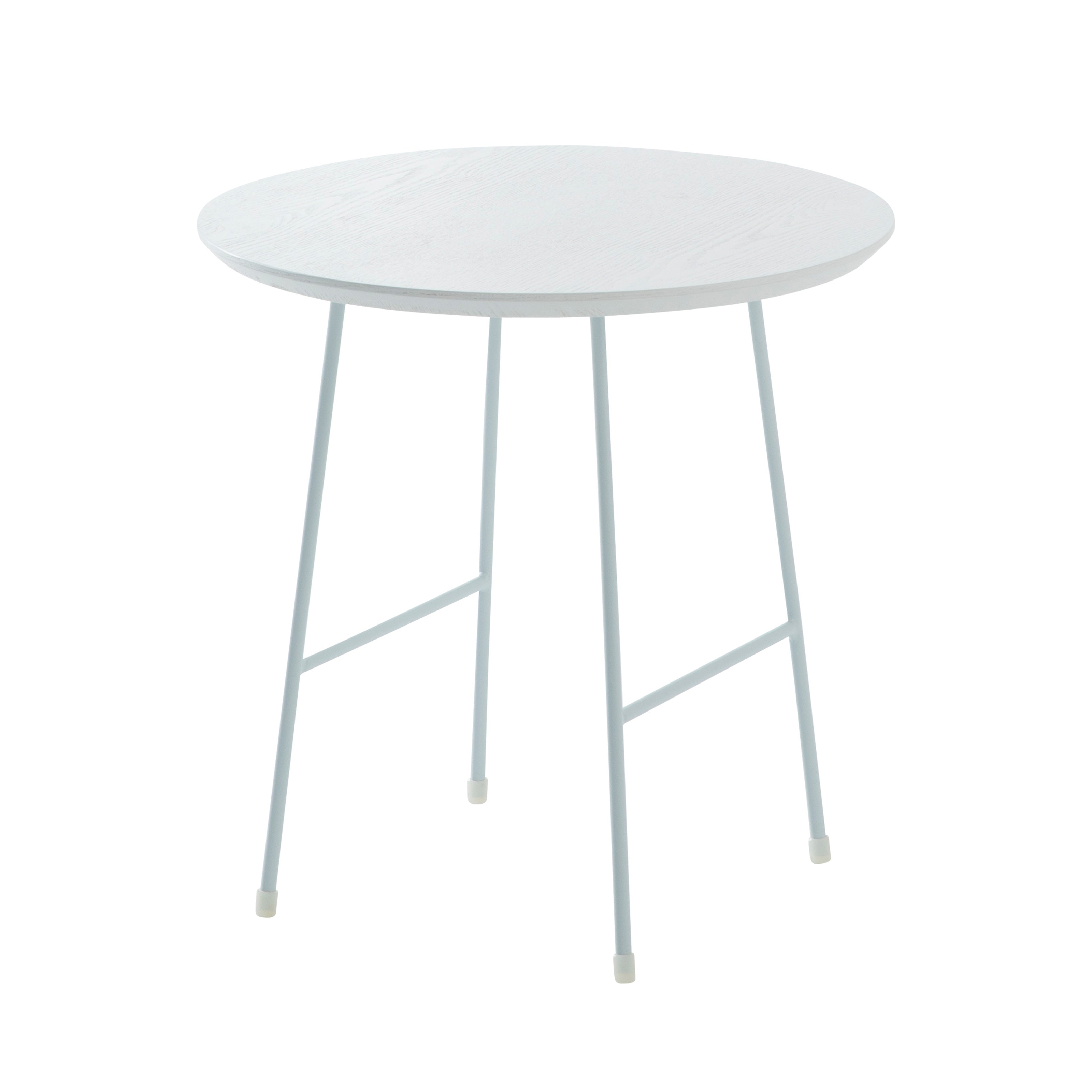 Rossmore Mid Century Modern Round Side Table With White Steel Frame