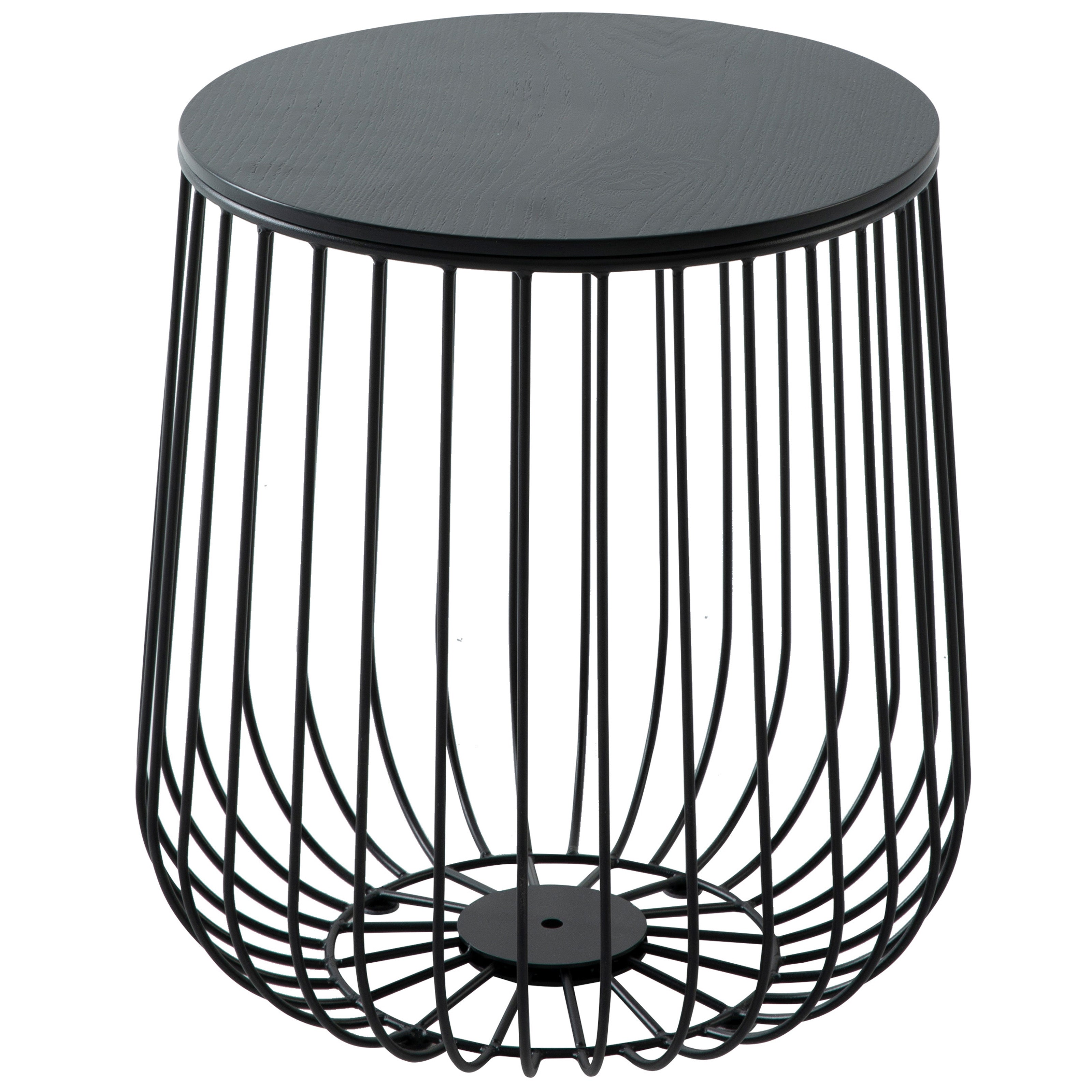 Runswick Modern Wood Top End Table With Metal Base in Black