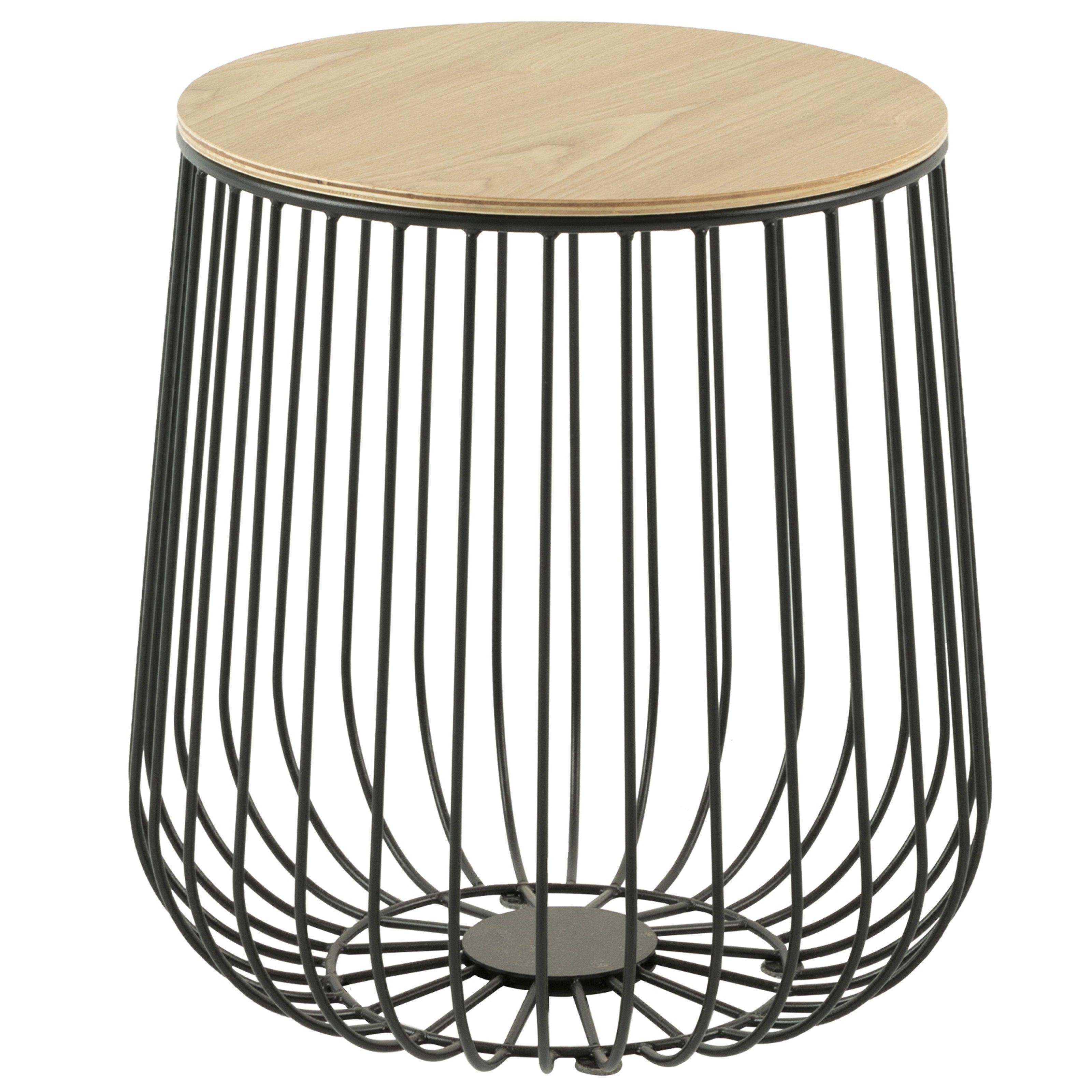 Runswick Modern Wood Top End Table With Metal Base in Natural Wood