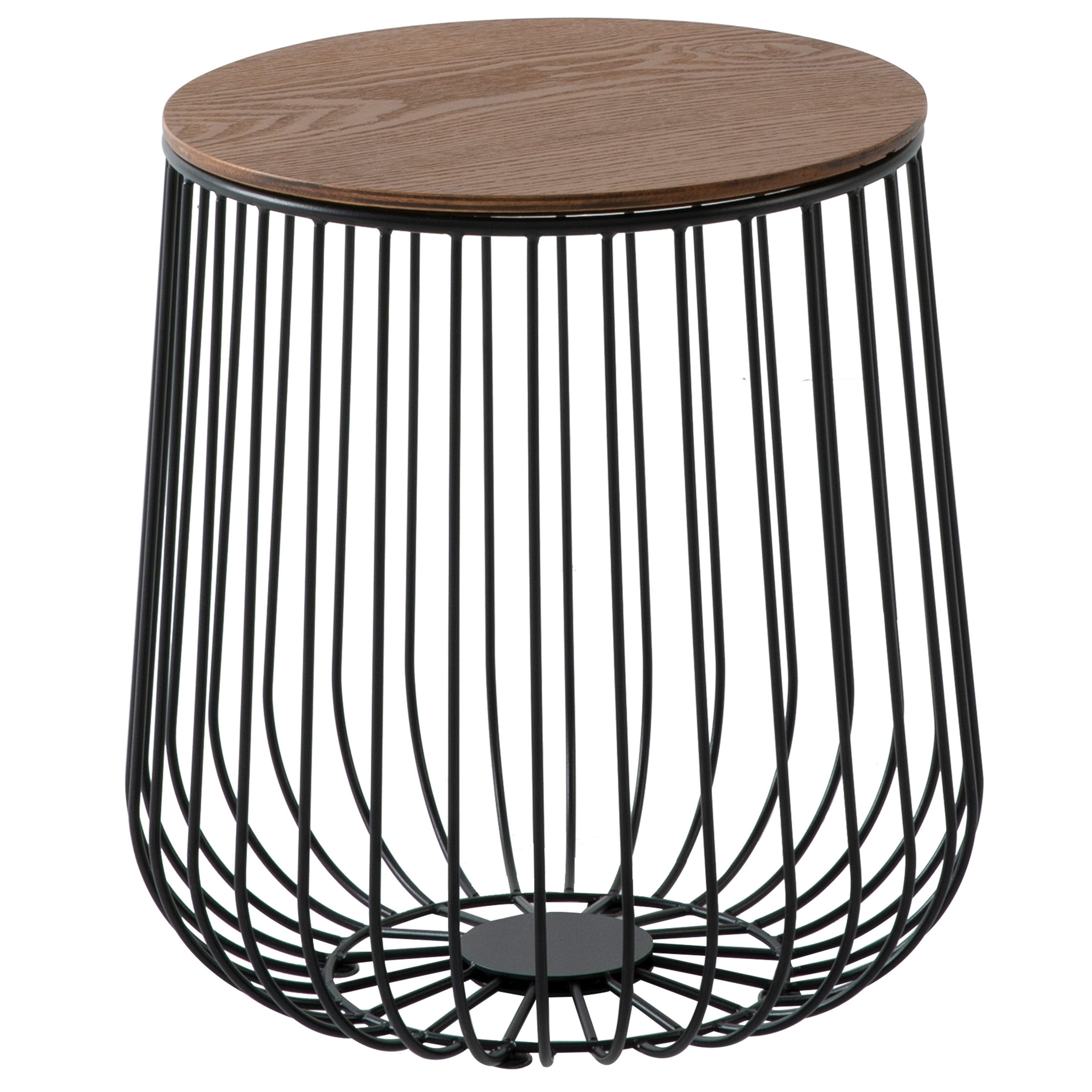 Runswick Modern Wood Top End Table With Metal Base in Black