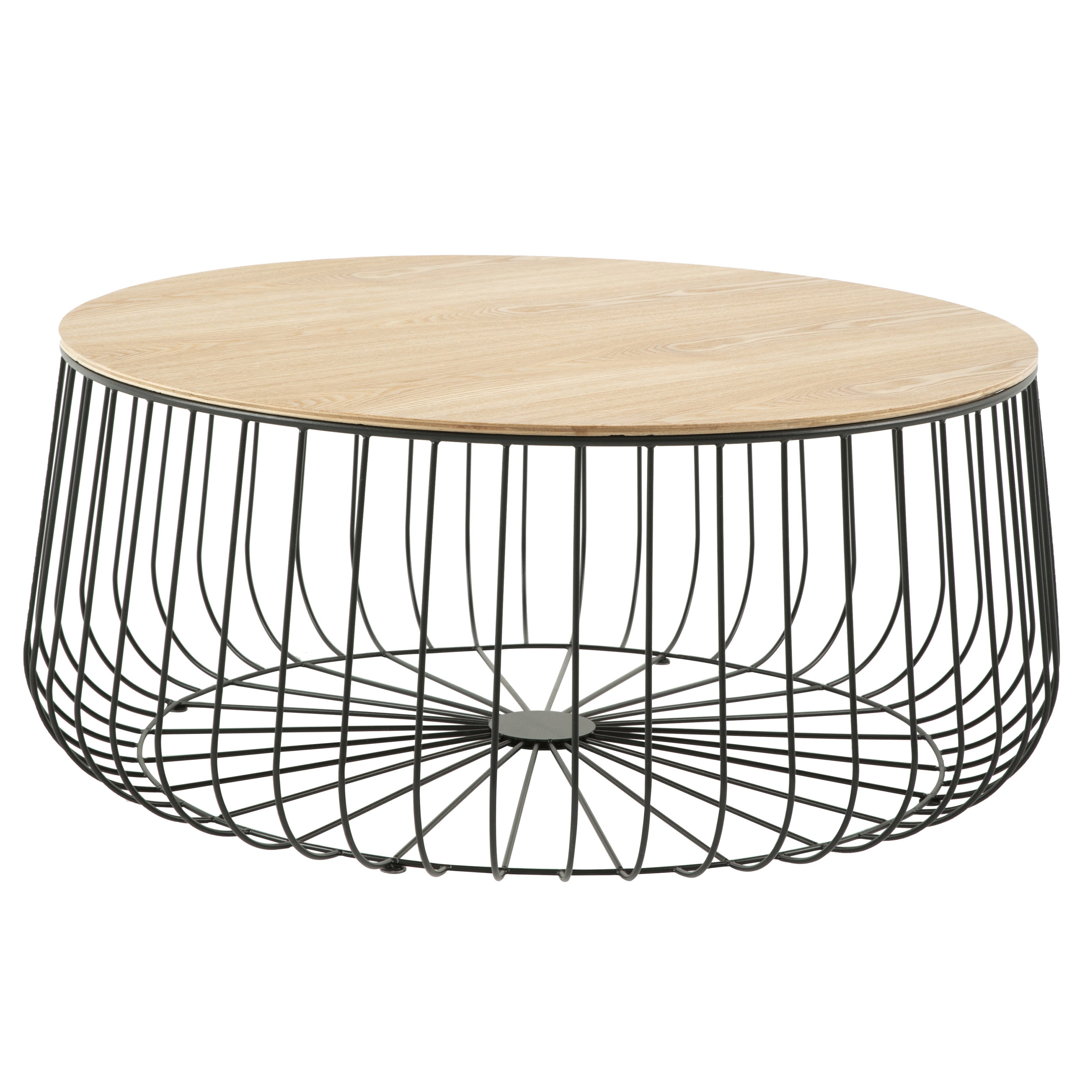 Runswick Modern Wood Top Coffee Table With Metal Base