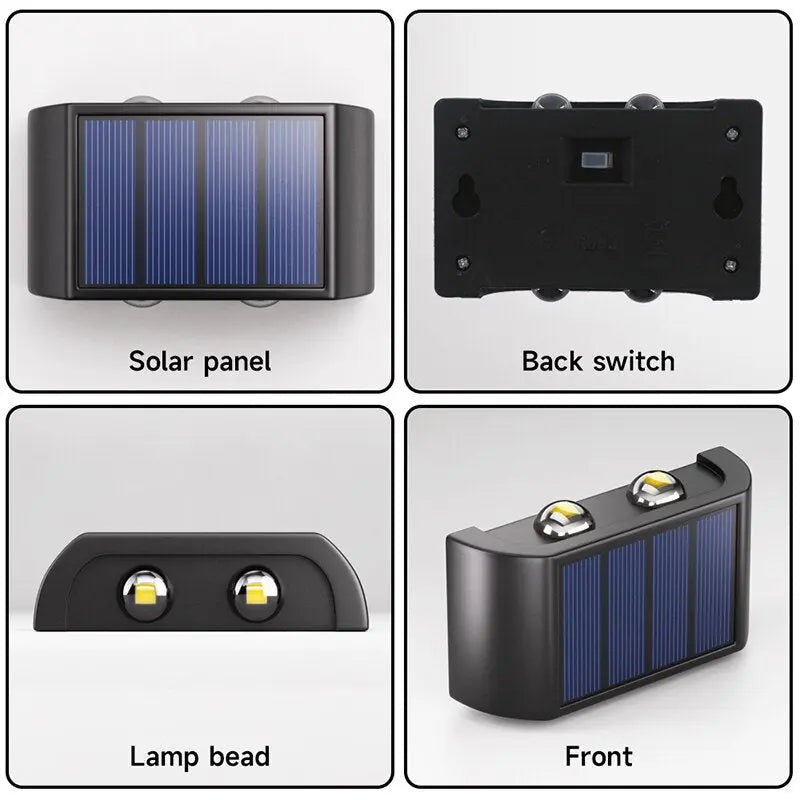 Rustics 4LED Solar Wall Light