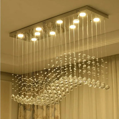 Raindrop Rectangular Crystal Chandelier For Dining Room
