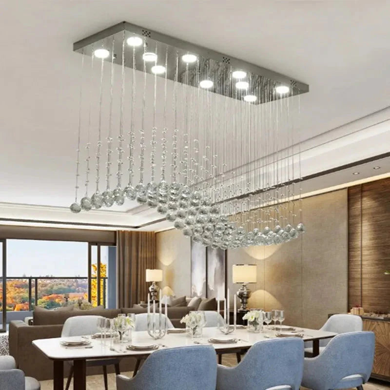 Raindrop Rectangular Crystal Chandelier For Dining Room