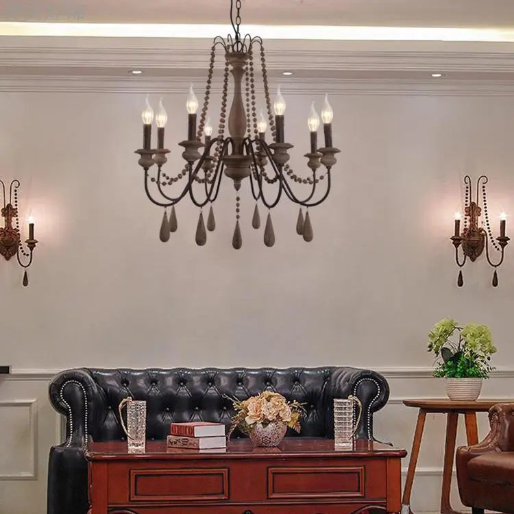 Rose Wooden Large Rustic Chandelier