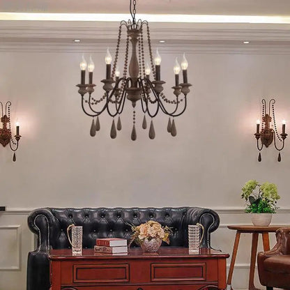 Rose Wooden Large Rustic Chandelier