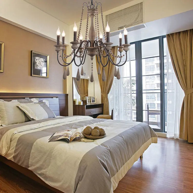 Rose Wooden Large Rustic Chandelier