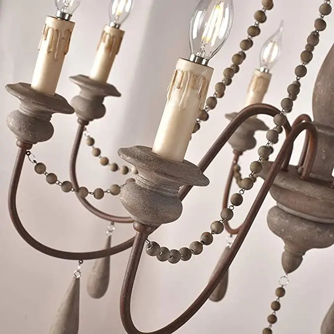 Rose Wooden Large Rustic Chandelier