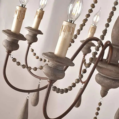 Rose Wooden Large Rustic Chandelier