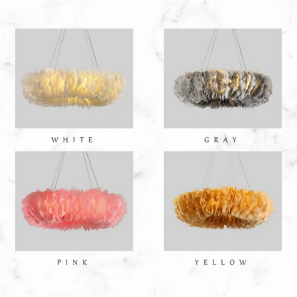 Classic Feather Chandelier - White & Pink & Gray & Yellow
