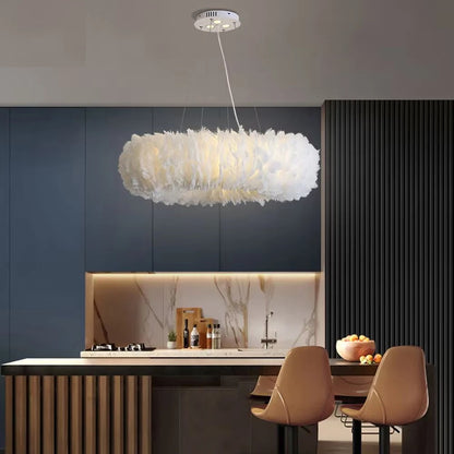 Classic Feather Chandelier - White & Pink & Gray & Yellow