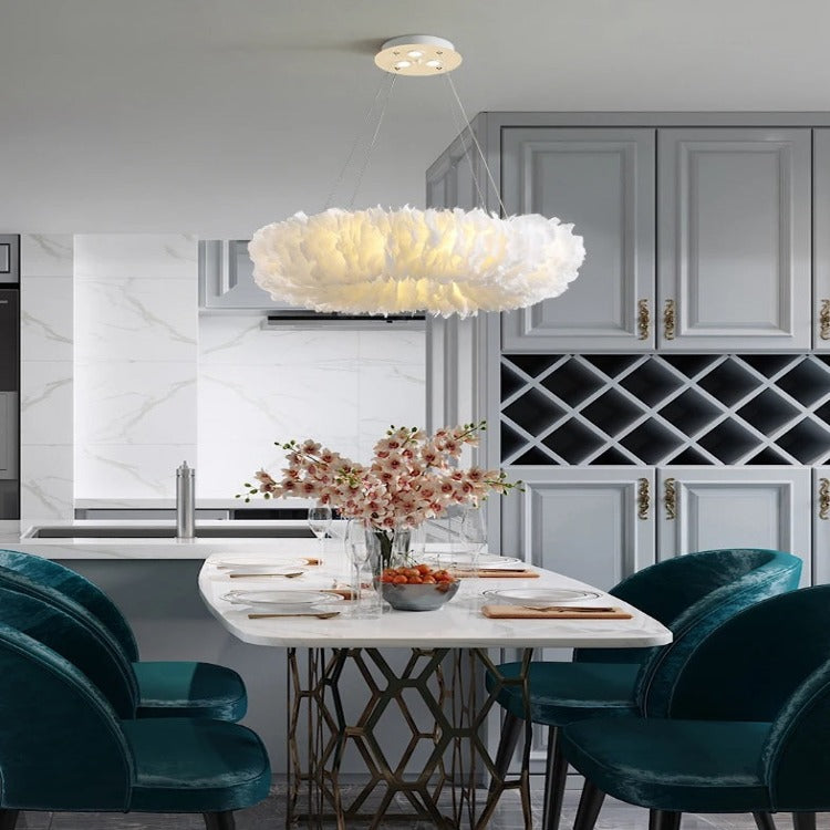 Classic Feather Chandelier - White & Pink & Gray & Yellow