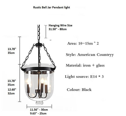 Rustic Bell Jar Pendant light