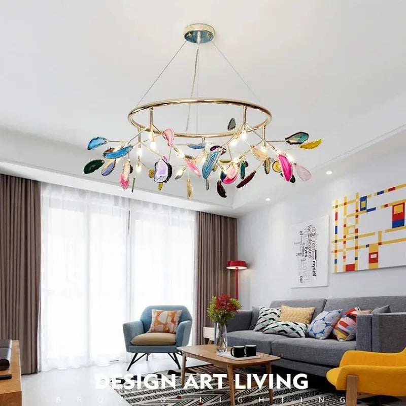 Rustic Style Led Agate Chandelier