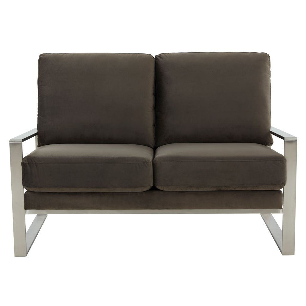 Emil Velvet Loveseat - Silver Frame