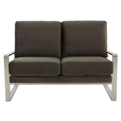 Emil Velvet Loveseat - Silver Frame