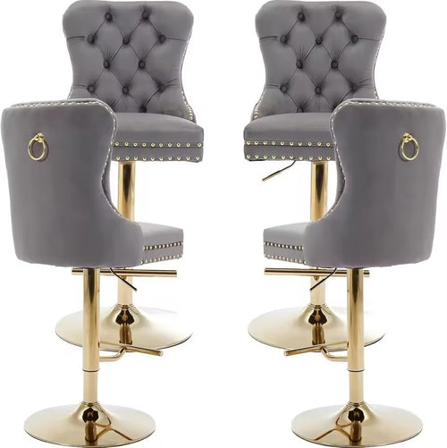 Vanessa Modern Velvet Swivel Bar Stools Set of 4