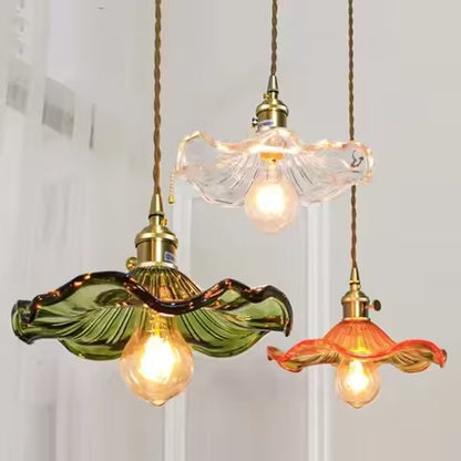 HomeGlow Colorful Flower Glass LED Pendant Light