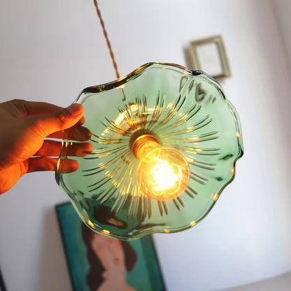 HomeGlow Colorful Flower Glass LED Pendant Light