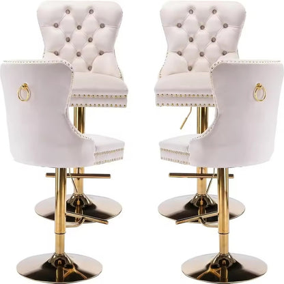 Vanessa Modern Velvet Swivel Bar Stools Set of 4
