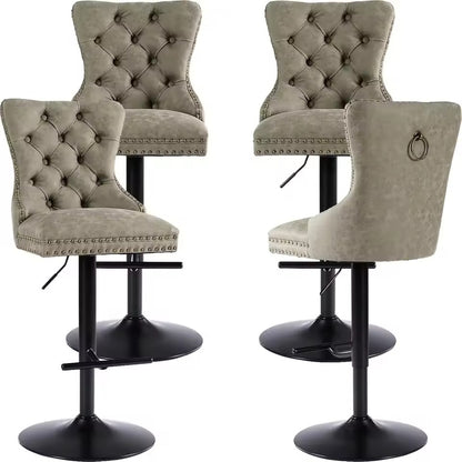 Vanessa Modern Velvet Swivel Bar Stools Set of 4