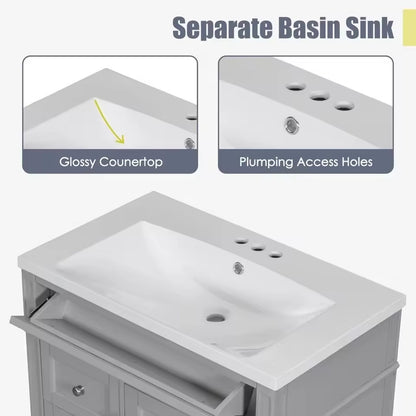 Manhattan 30" Modern Bathroom Vanity with Sink