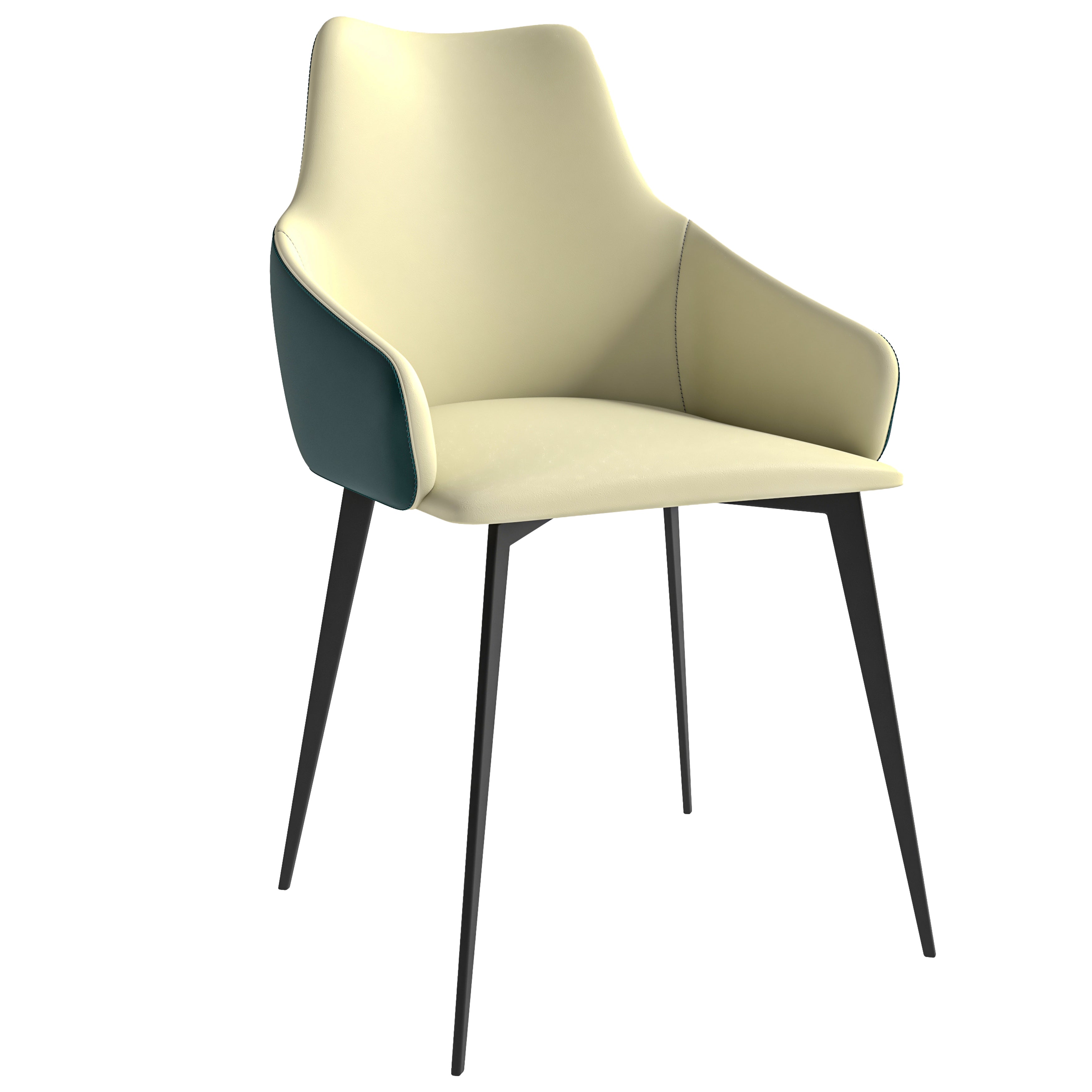 Sonnet Series Modern Dining Chair in Cream/Green