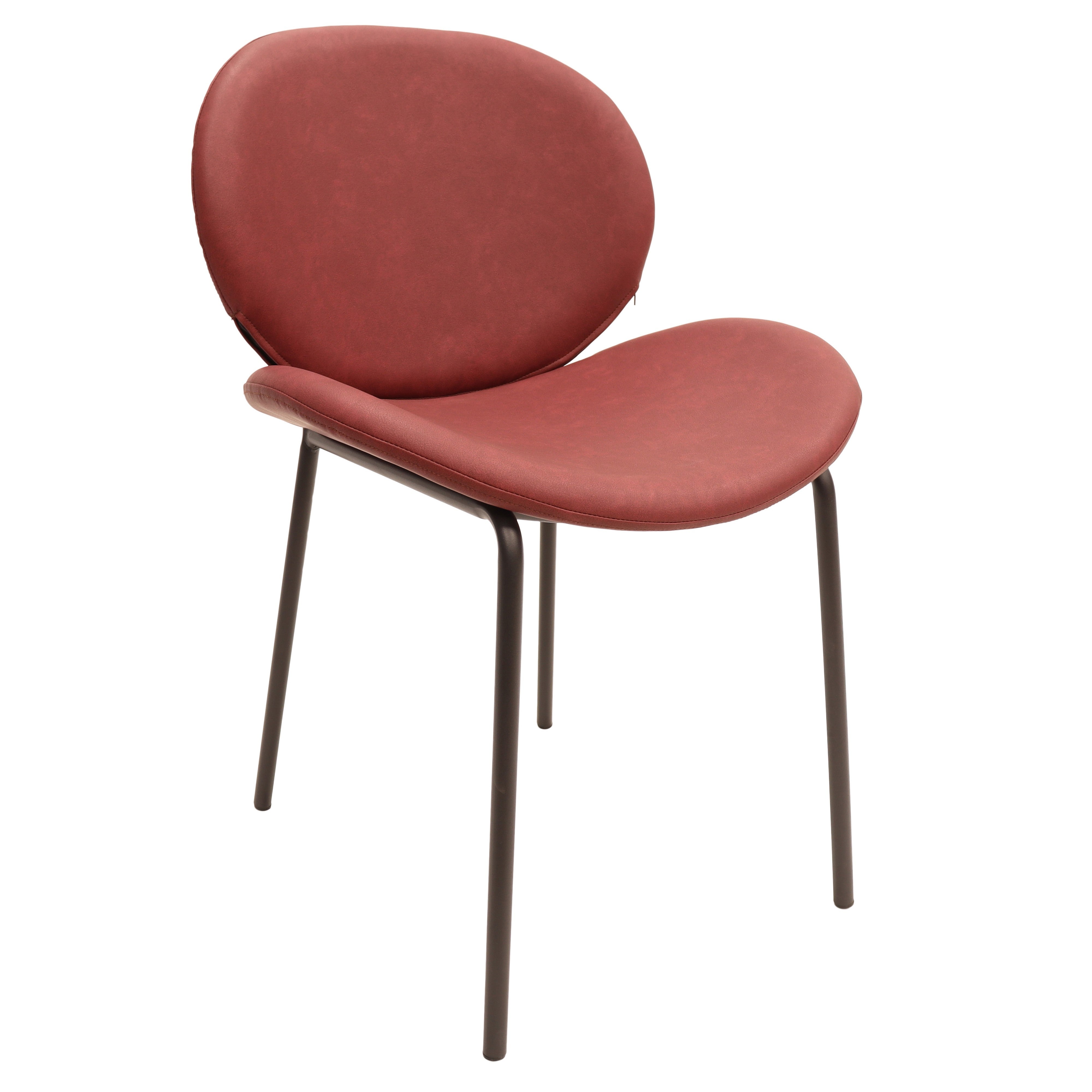 Servos Modern Dining Side Chair with Upholstered Faux Leather Seat and Powder Coated Iron Frame for Kitchen and Dining Room, Bordeaux