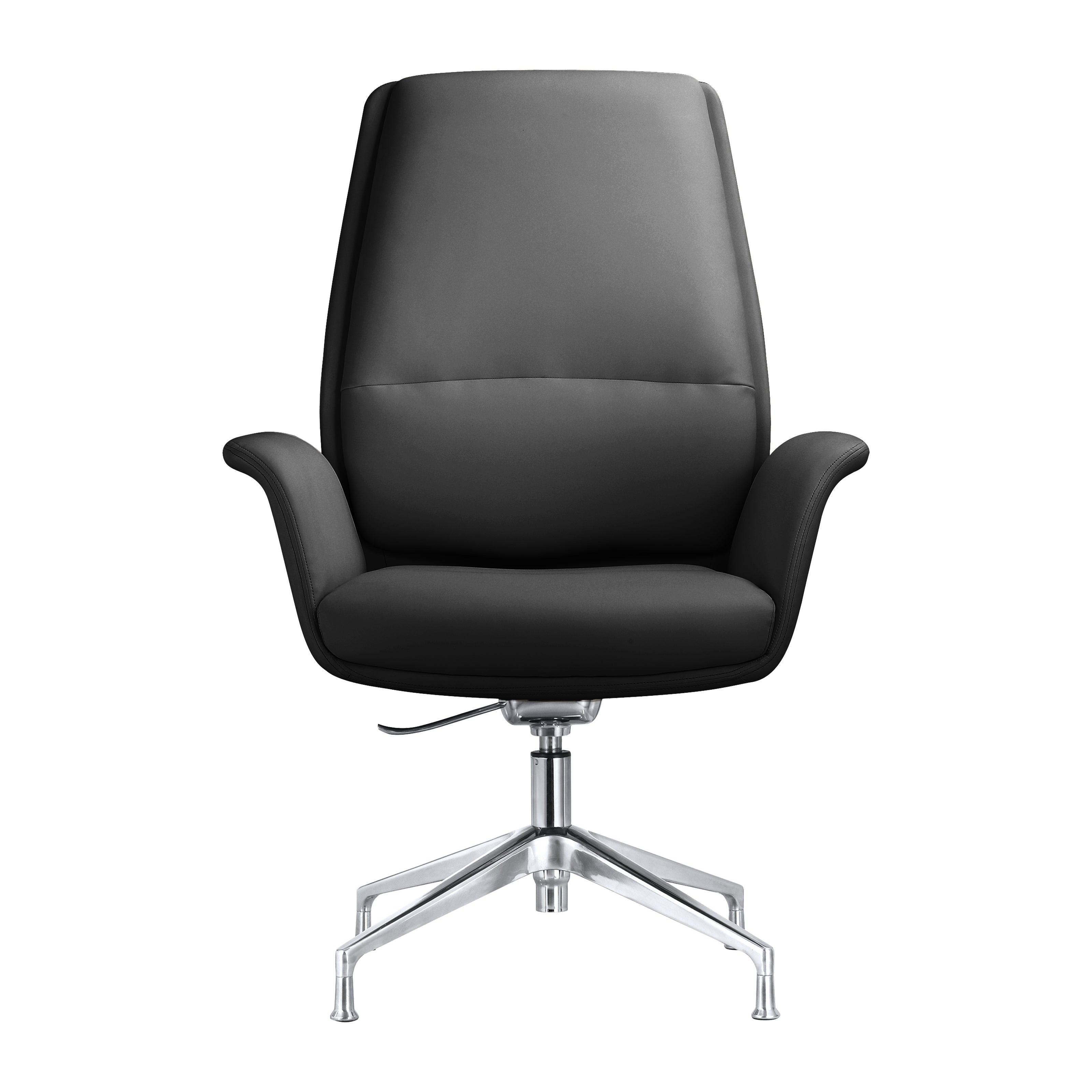 Summit Office Chair in Faux Leather and Aluminum Frame with Adjustable Height and Swivel in Black