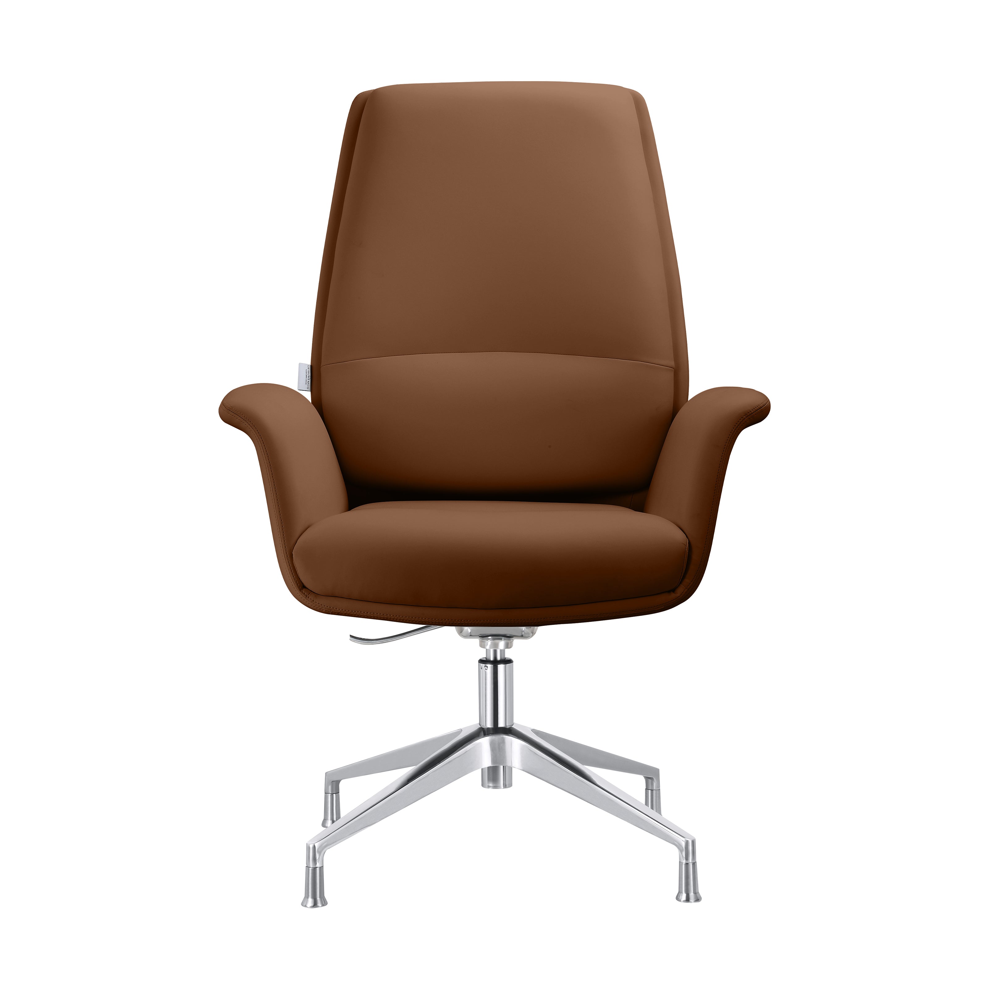 Summit Office Chair in Faux Leather and Aluminum Frame with Adjustable Height and Swivel in Black