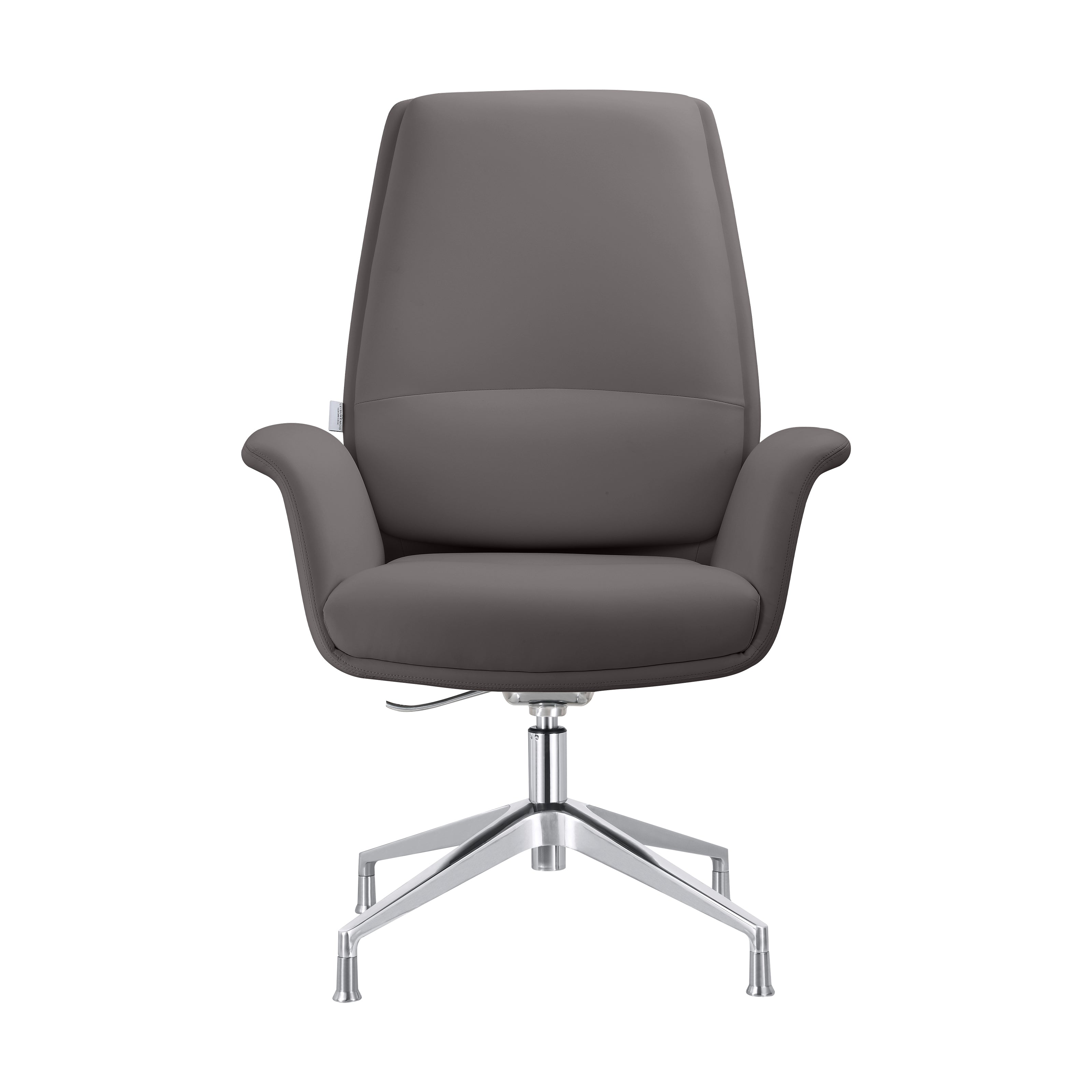 Summit Office Chair in Faux Leather and Aluminum Frame with Adjustable Height and Swivel in Black