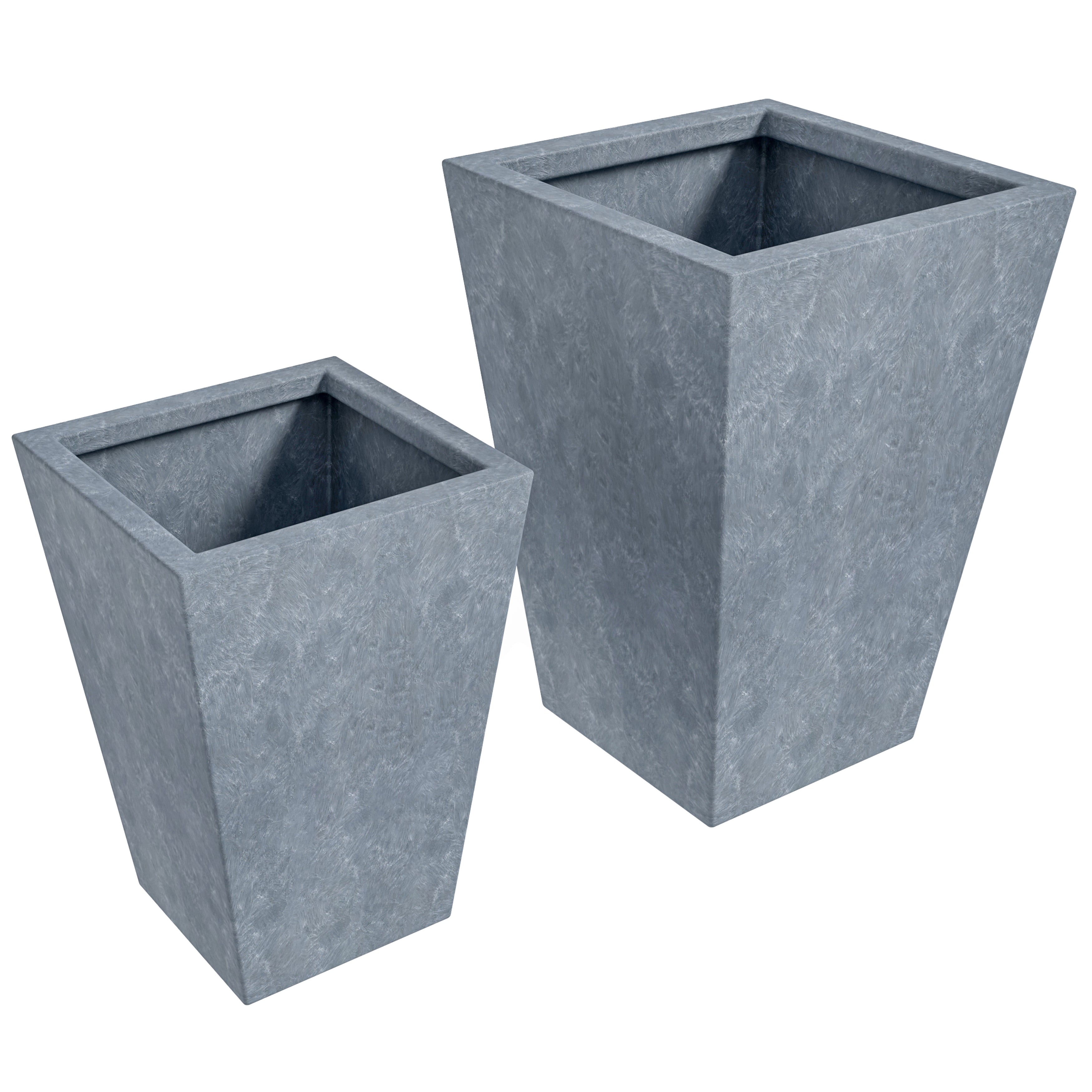 Serene Series Planter Set In Aged Concrete