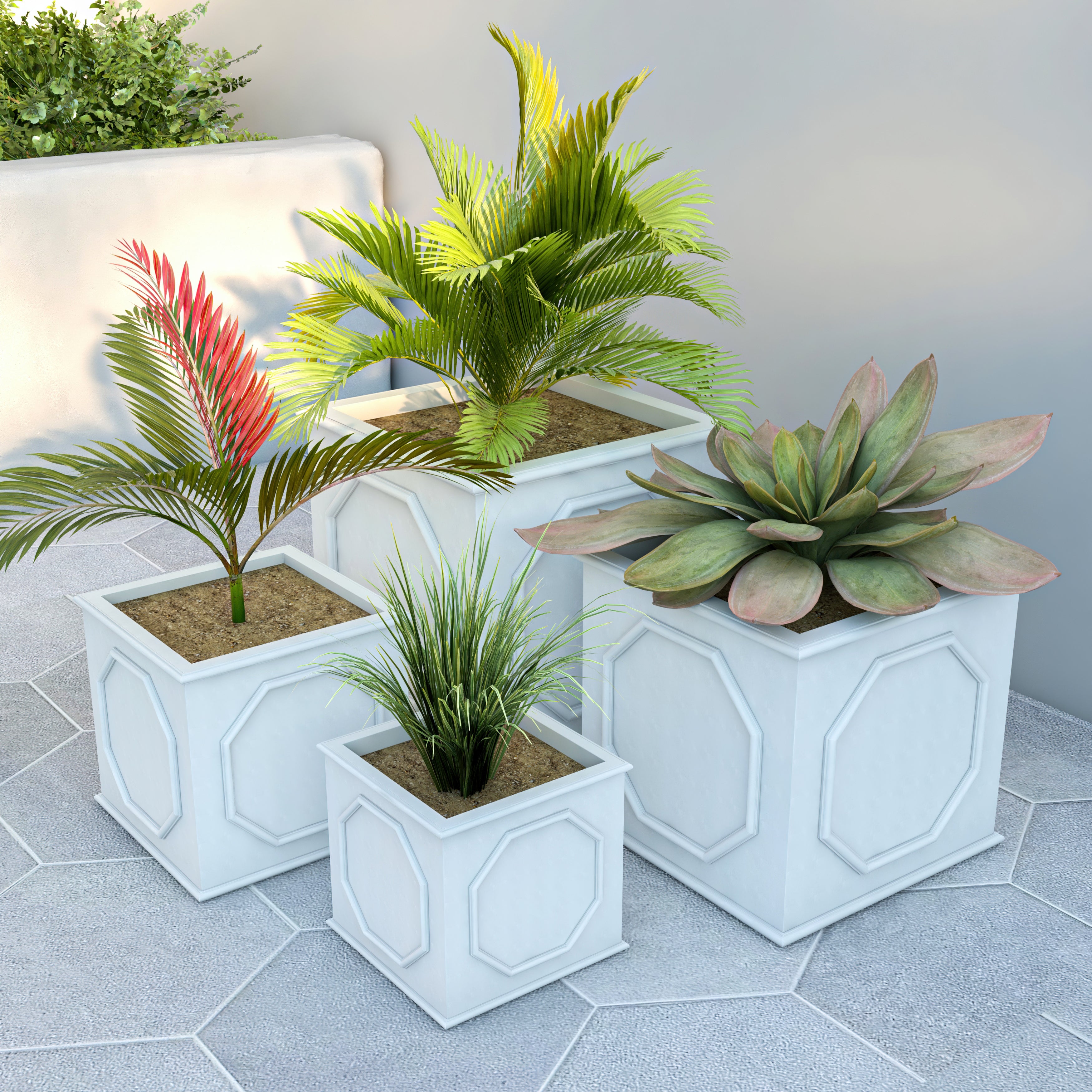 Sprout Series Poly Stone Planter in Black