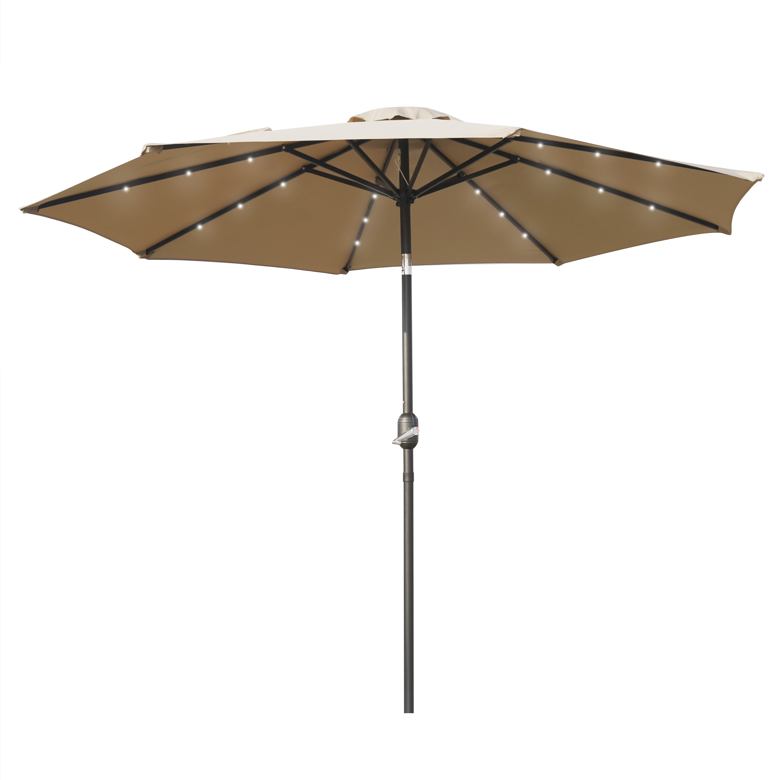 Sierra 9' Outdoor Patio Tilt Market Umbrella with Solar LED Lights