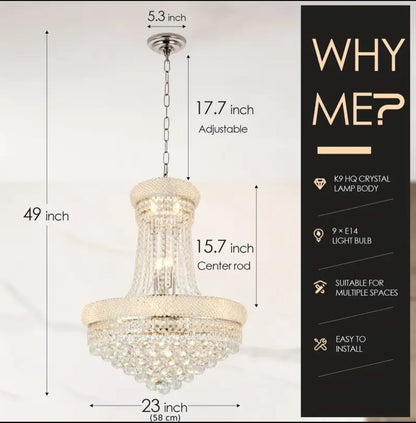 Sansa Chrome Raindrop Crystal Pendant Chandelier