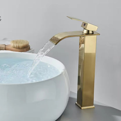 Brushed Gold Waterfall Bathroom Faucet