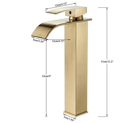 Brushed Gold Waterfall Bathroom Faucet