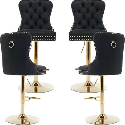 Vanessa Modern Velvet Swivel Bar Stools Set of 4