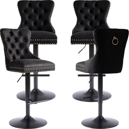 Vanessa Modern Velvet Swivel Bar Stools Set of 4