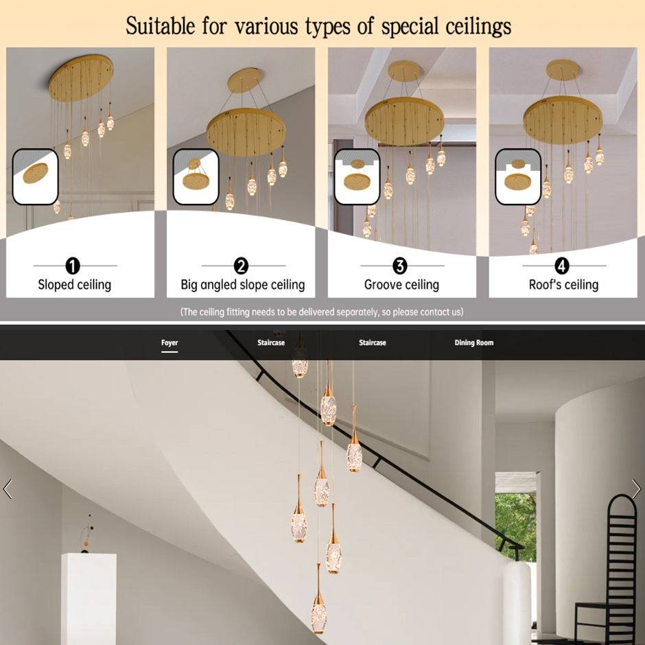 Setya Long Drop Crystal Chandelier