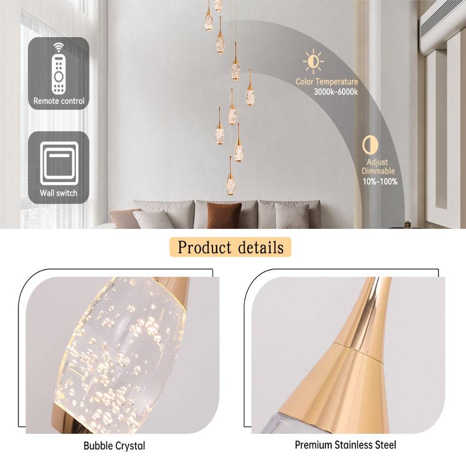 Setya Long Drop Crystal Chandelier