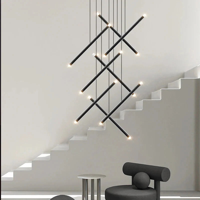 Seus Modern Long Chandelier for High Ceiling & Staircase