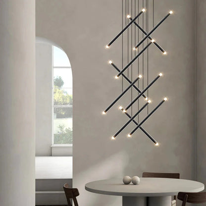 Seus Modern Long Chandelier for High Ceiling & Staircase