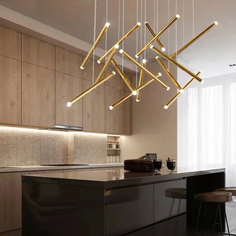 Seus Modern Long Chandelier for High Ceiling & Staircase