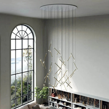 Seus Modern Long Chandelier for High Ceiling & Staircase
