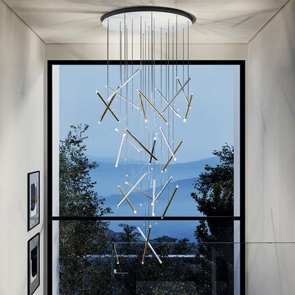 Seus Modern Long Chandelier for High Ceiling & Staircase